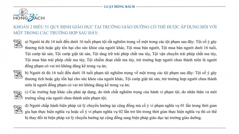 Quy định các trường hợp áp dụng biện pháp giáo dục tại trường giáo dưỡng đối với trẻ vị thành niên